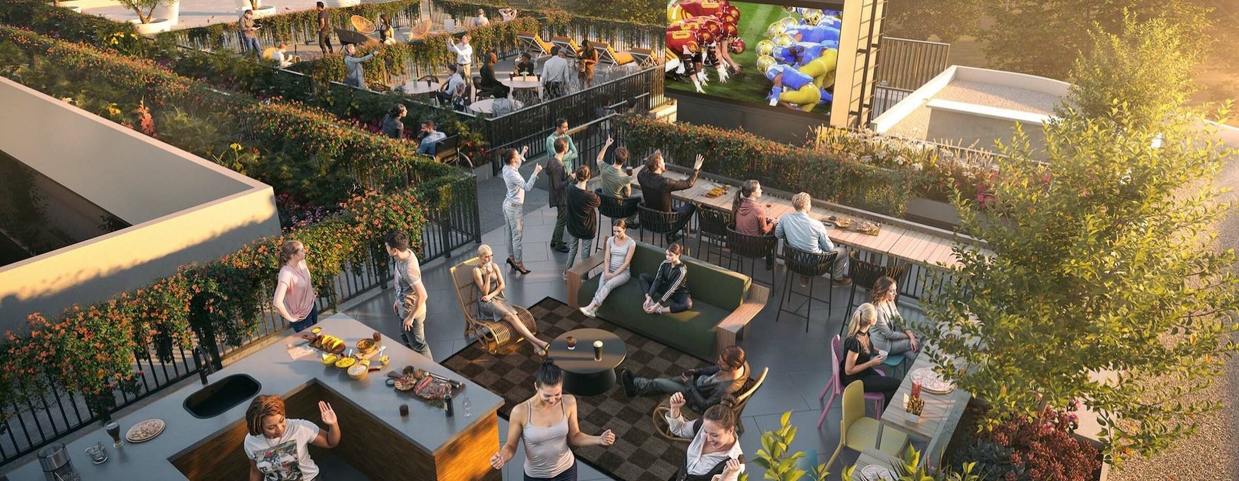 outdoor patio with a party going on