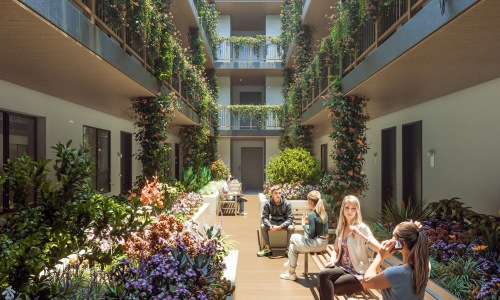 Settle into comfort at Porter Mar Vista people sitting on a bench